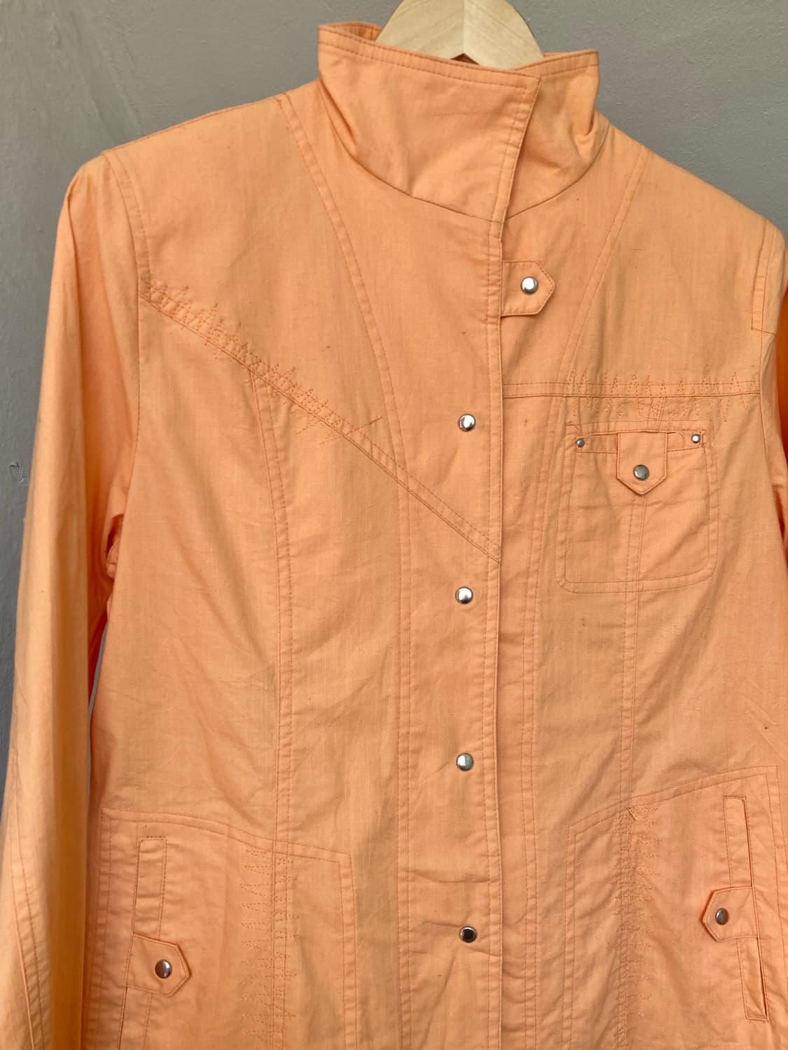 y2k 살구 코튼 버튼 스티치 자켓 상품이미지2