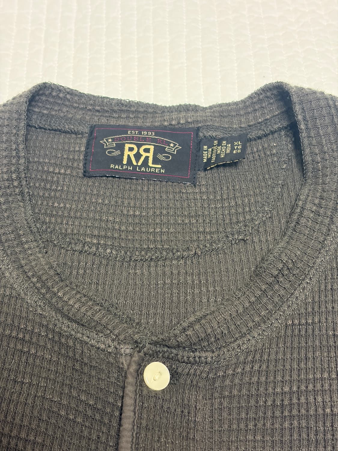 RRL 남성 와플 니트 숏 슬리브 헨리 셔츠입니다 Xl 상품이미지3