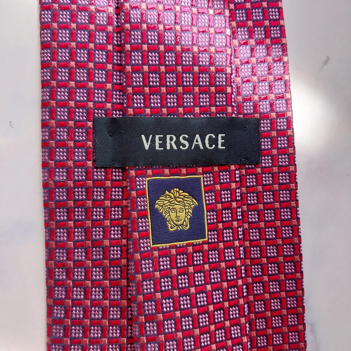 베르사체 실크 레드 자카드 넥타이 9cm A+등급 K2498 상품이미지9