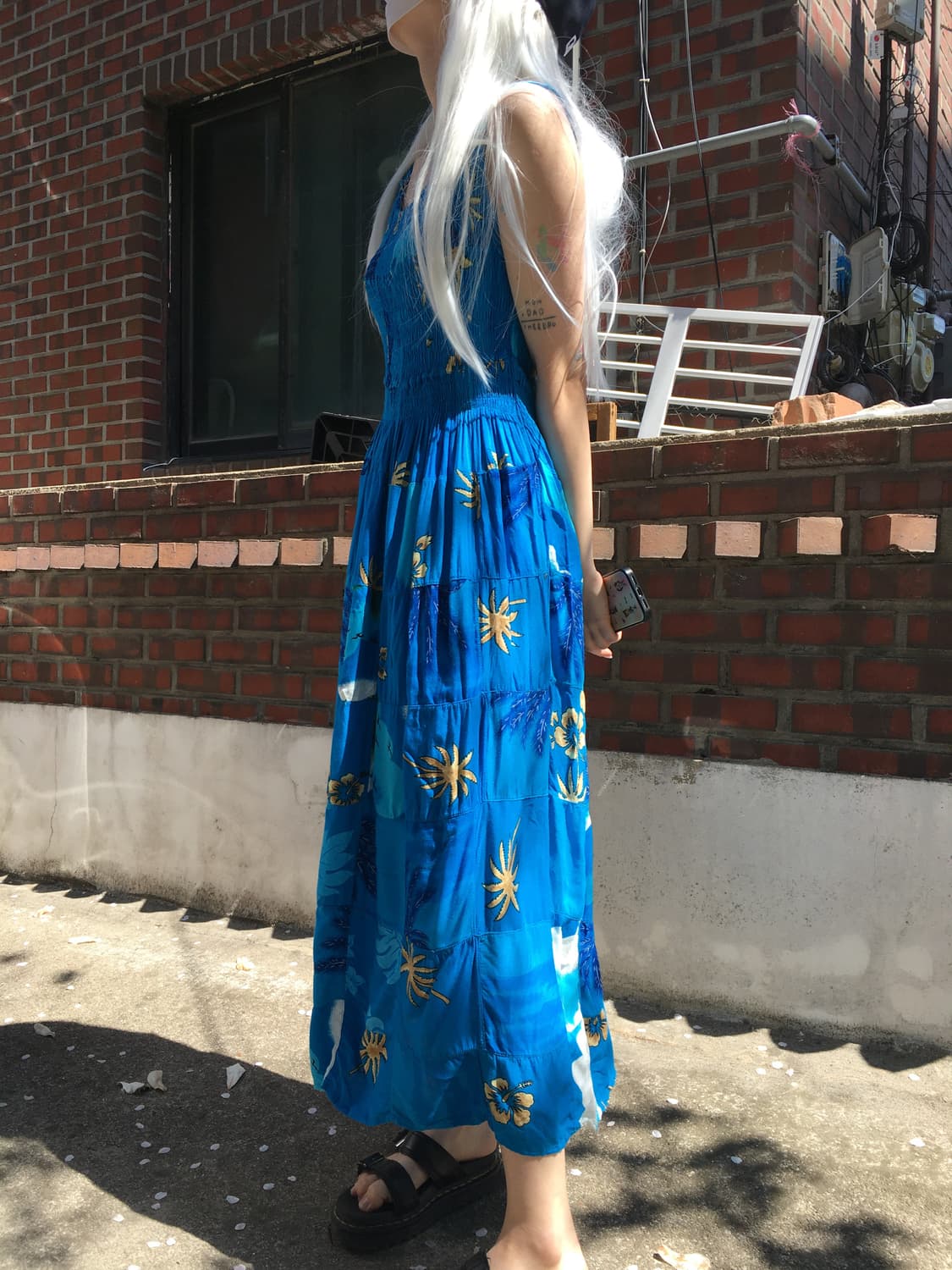 딥 블루 웨이브 롱 원피스 상품이미지2