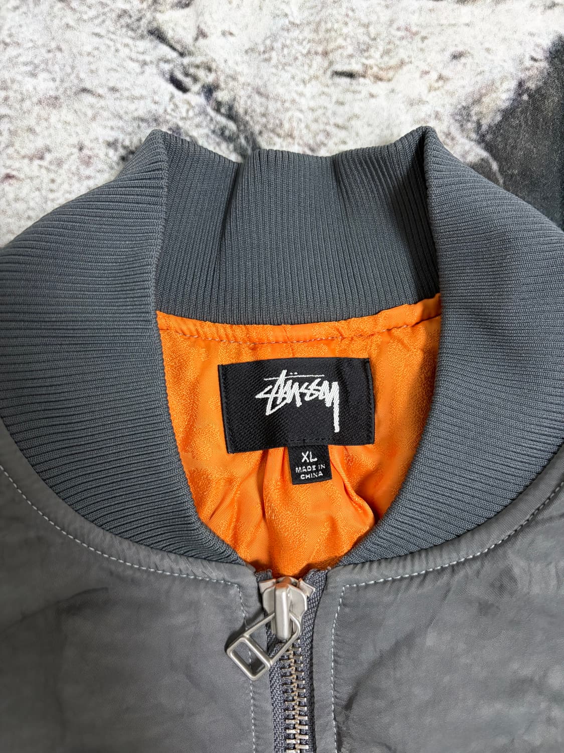 [XL] 스투시 다이드 나일론 봄버 차콜 상품이미지4