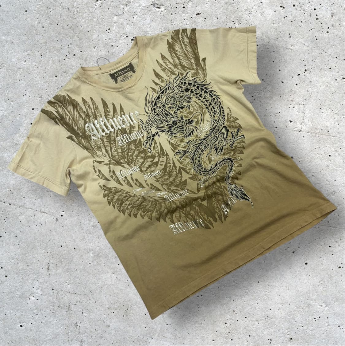 [L] Affliction 어플릭션 Y2K 반팔 티셔츠 베이지 C900 상품이미지2