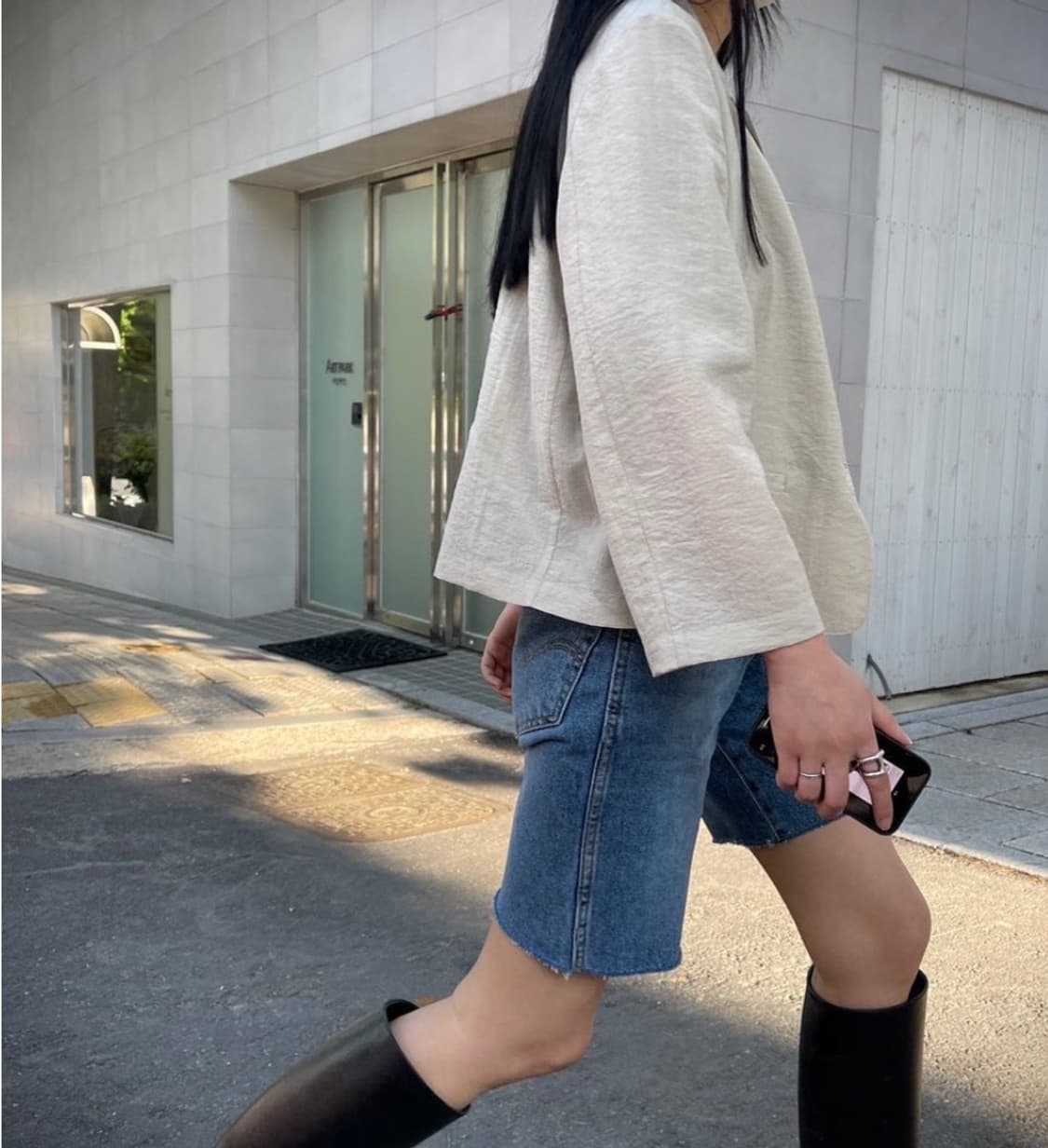 마스큘린 웨이스트 숏자켓 블랙 상품이미지6