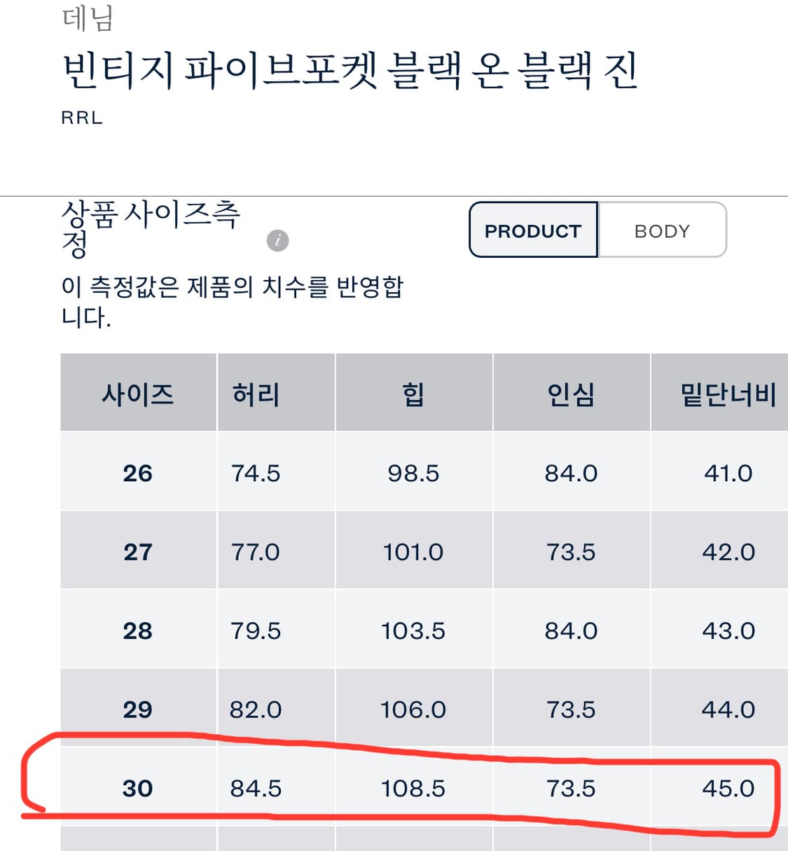 더블알엘 빈티지파이브포켓 블랙온블랙 셀비지 데님 상품이미지3