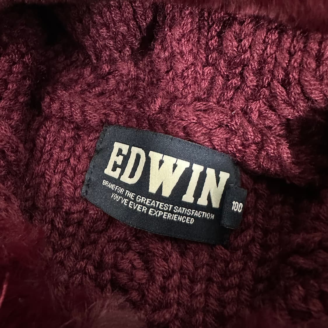 M 에드윈 버건디 퍼 꽈배기 니트집업 상품이미지5