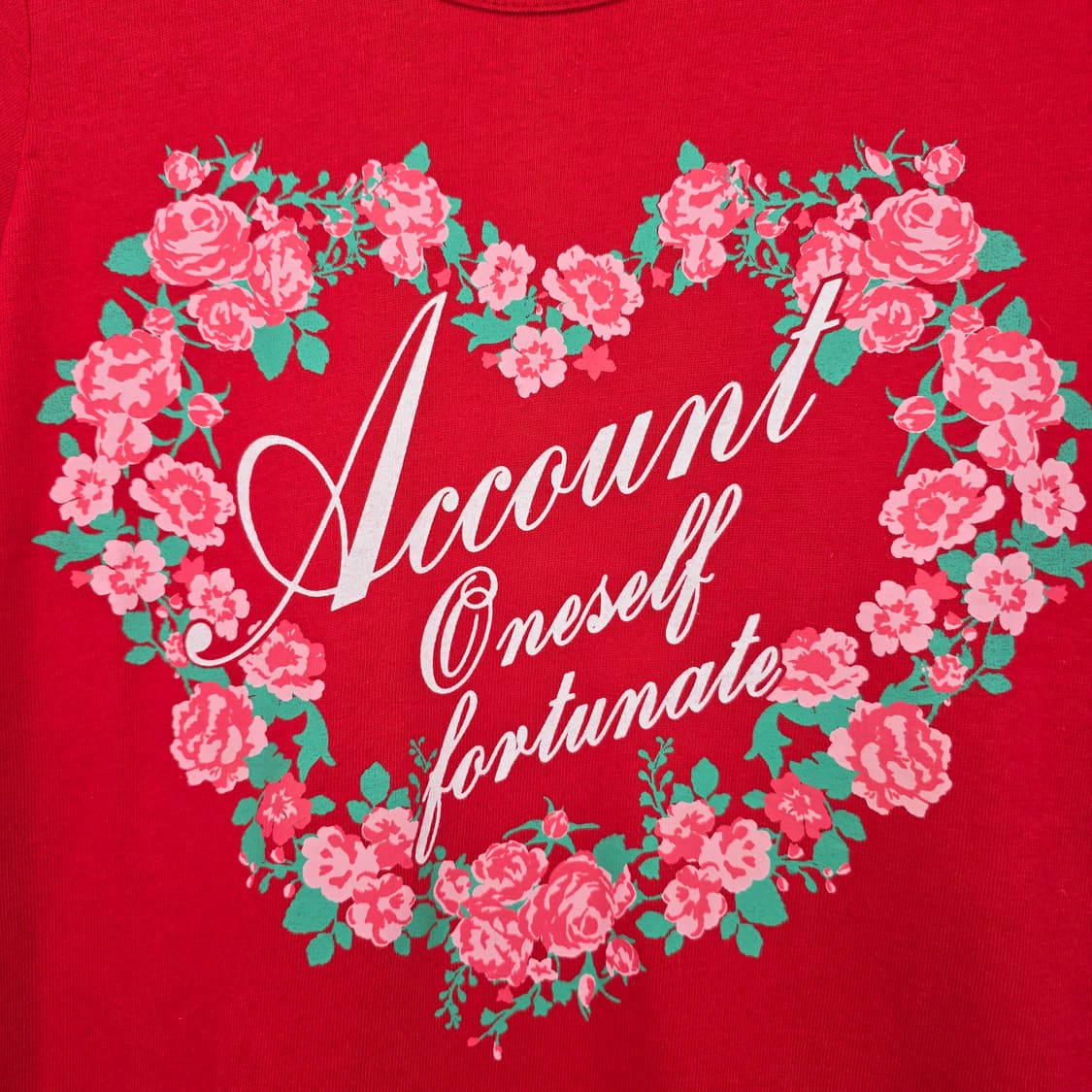 일본 Vivi Nature 레드 플라워 하트 티셔츠 상품이미지3