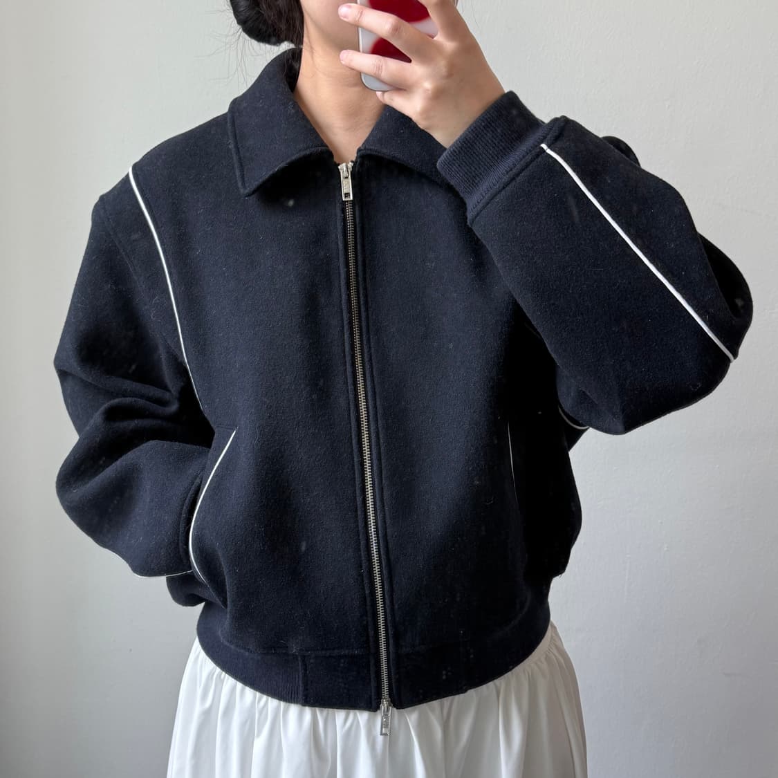 [M] 키뮤어 울 파이핑 바시티 자켓 상품이미지1