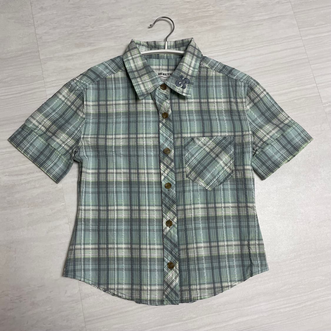 헤레틱 BACK CURVE SHORT SLEEVE SHIRT / mint 상품이미지6