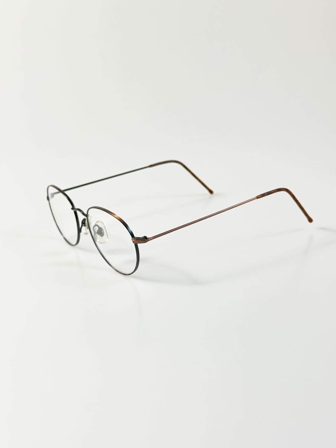 90s 유로피안 클래식 브라운 토터스 슬림 라운드 빈티지 안경 상품이미지3