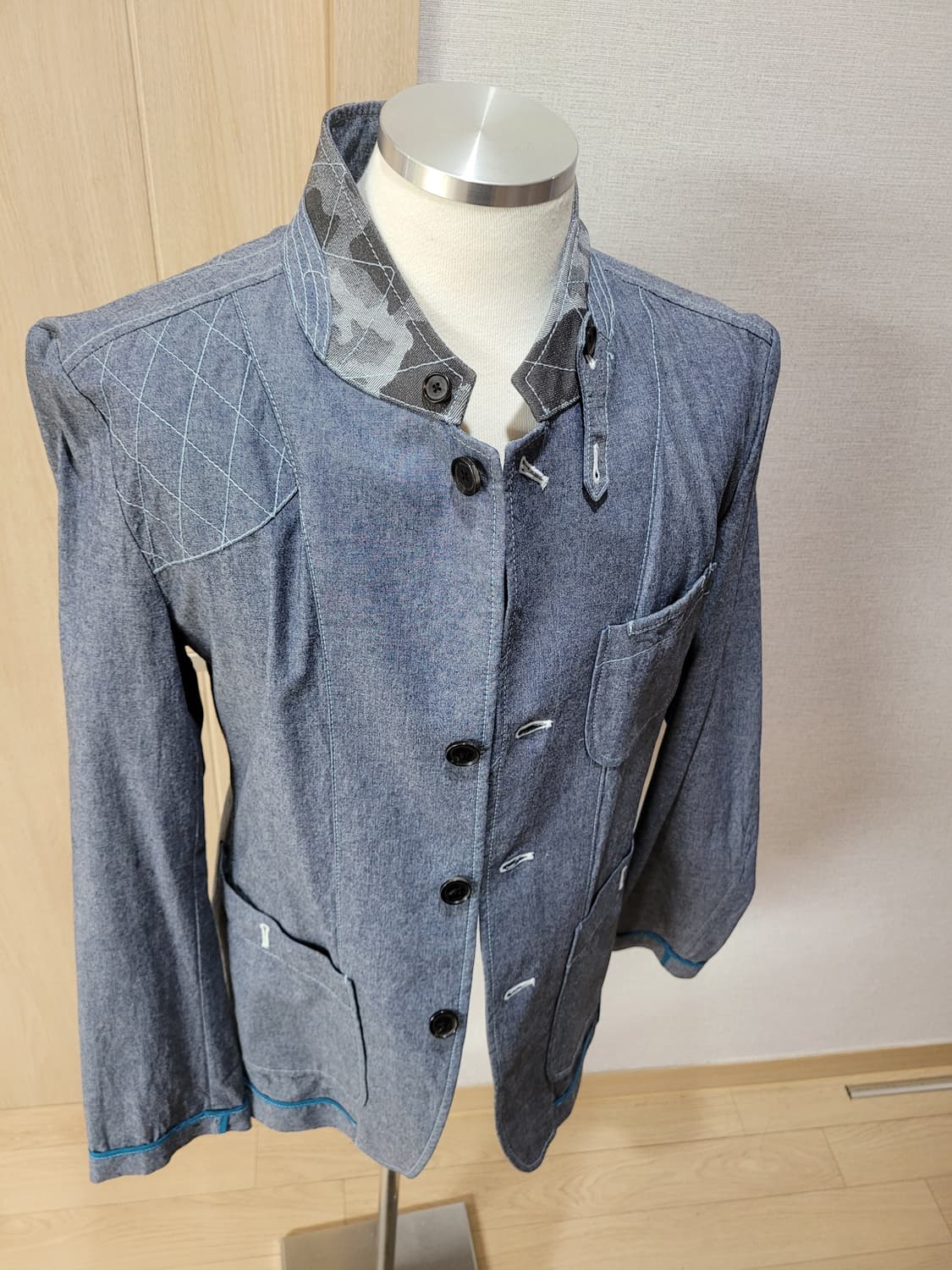 캘번 KELBURN 남자 샴브레이 사파리자켓 105 블루 상품이미지7