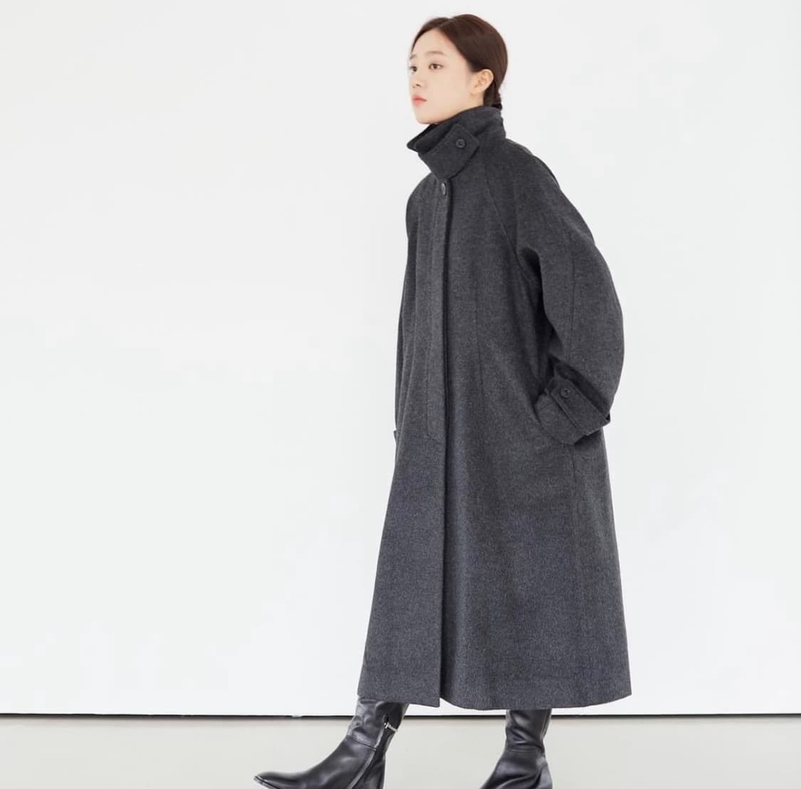 에핑글러 하이넥 오발 코트 차콜 상품이미지2