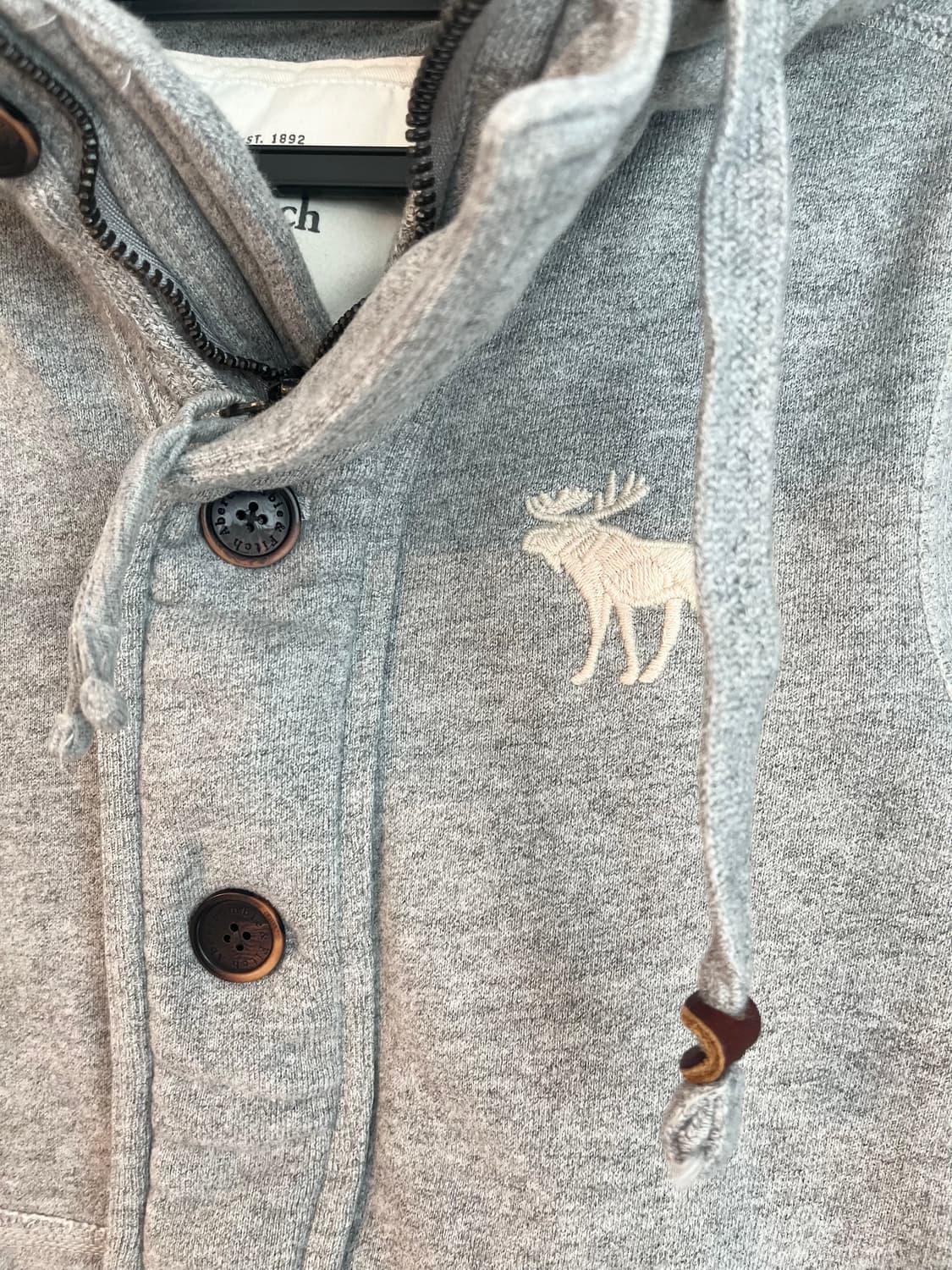 아베크롬비 화이트 순록 버튼 후드 집업 그레이 [S] 상품이미지5