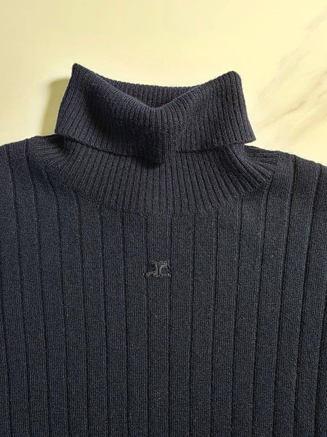 Courrèges / 네이비 골지 반팔 폴라니트 상품이미지2