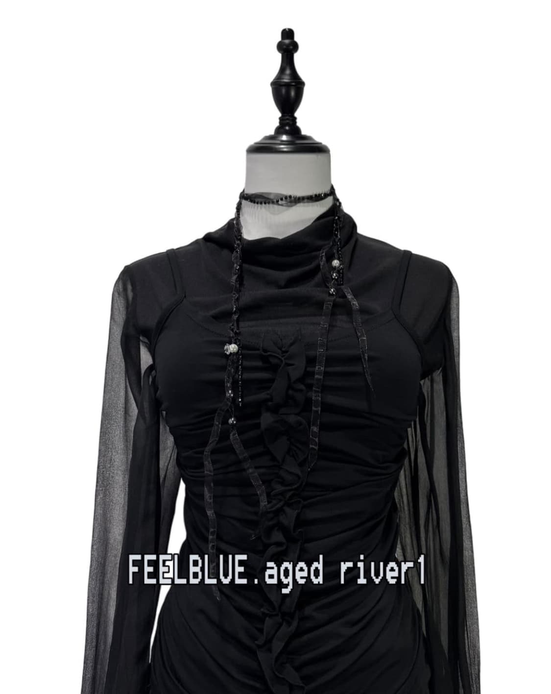 고스 고딕 펑크 블라우스 탑/슬립/쉬폰버뮤다 3pcs 코디세트 상품이미지6