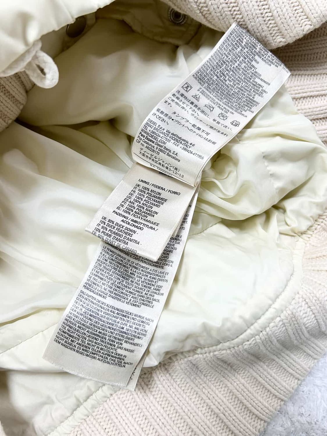 디젤 크림 니트카라 덕다운 패딩 상품이미지8