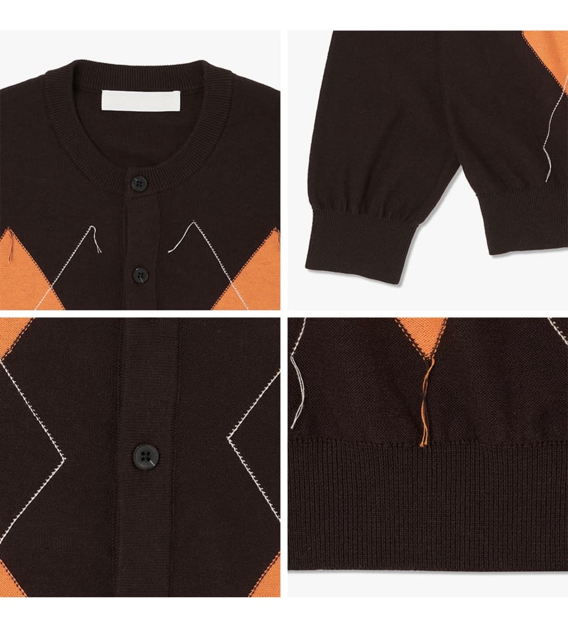 플랙 아가일 스티치 니트 가디건 브라운 S 상품이미지2