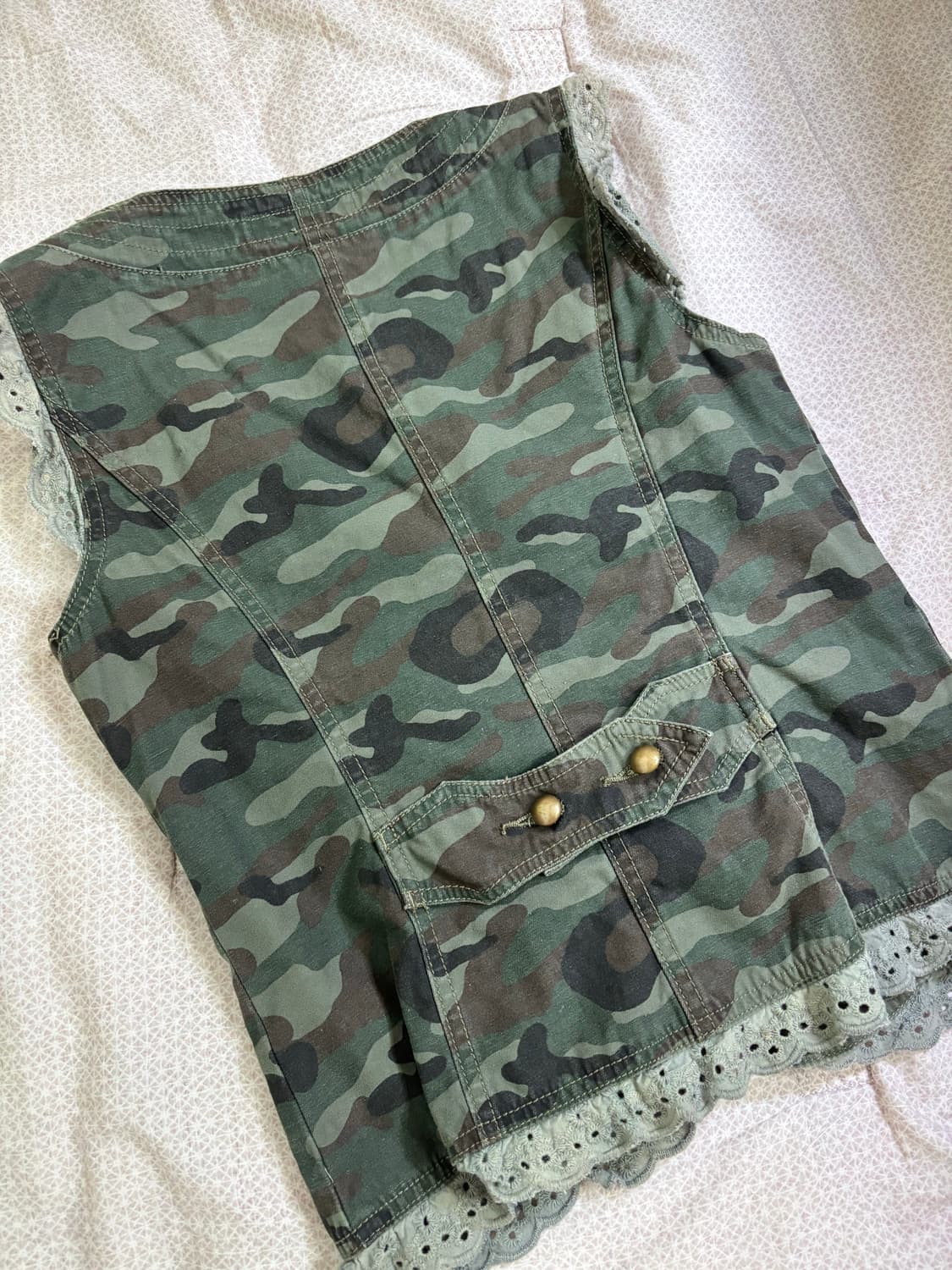 Japanese camo lace vintage vest 상품이미지2