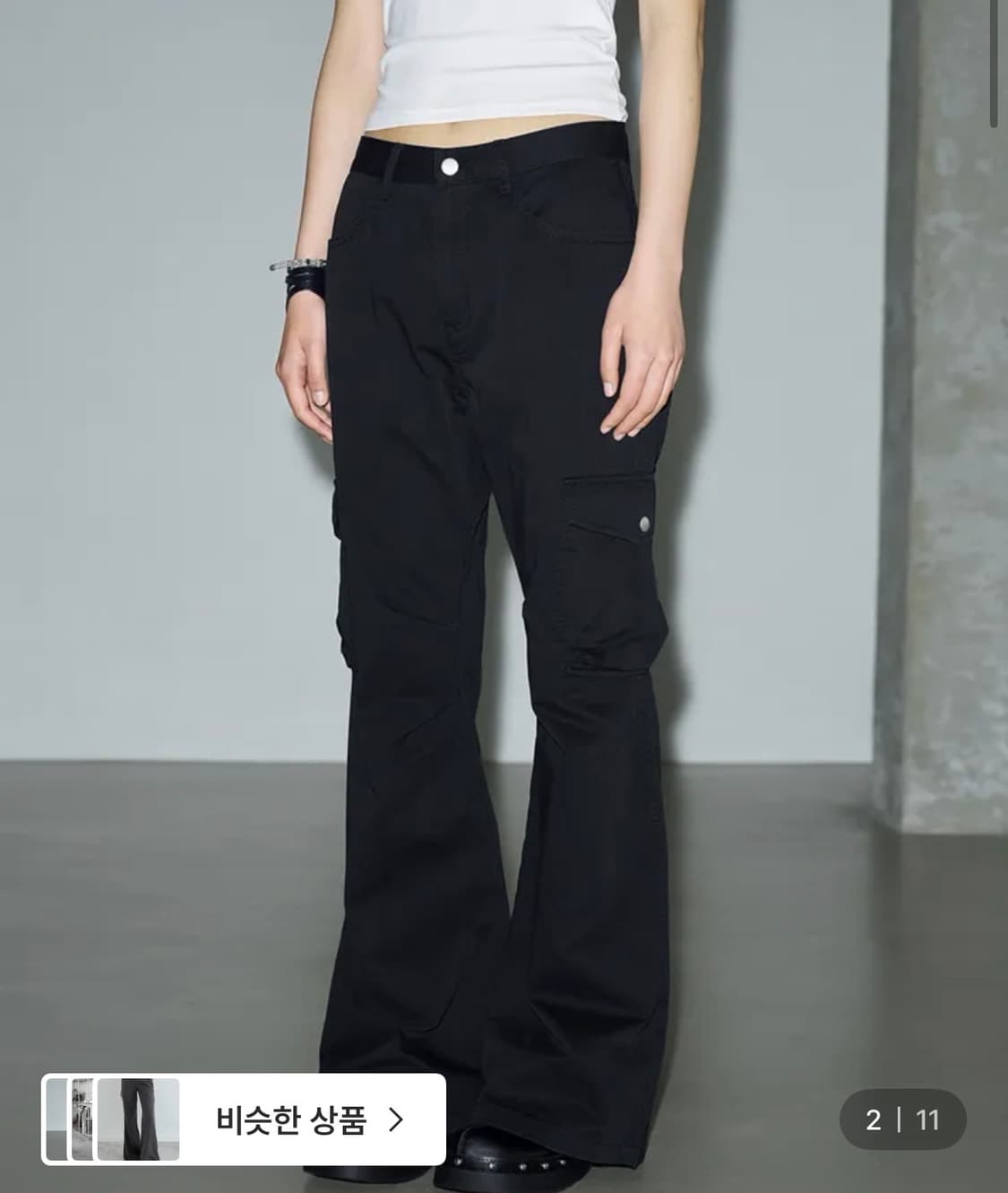 피그먼트 부츠컷 카고 팬츠 [black s] 상품이미지1