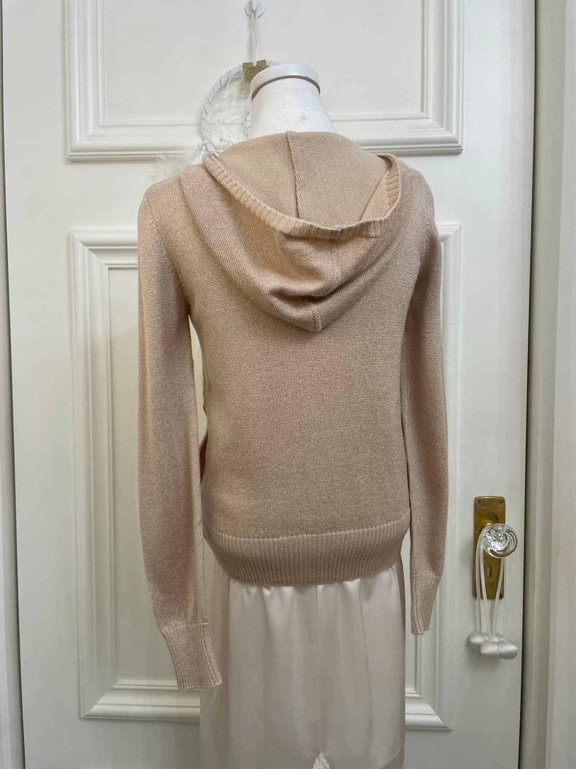 pink beige glitter pocket hoodie-zip 상품이미지5