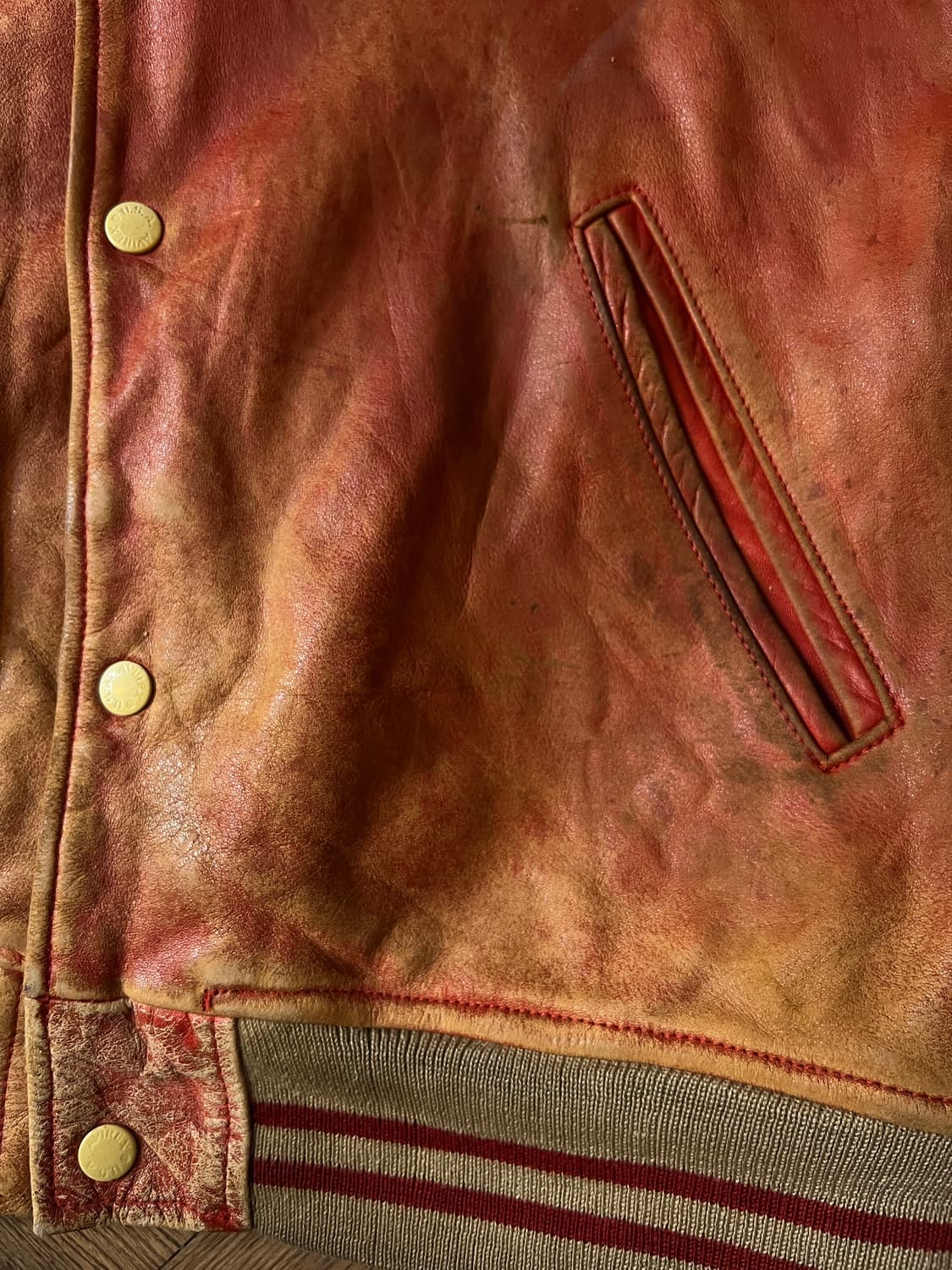 [M]90's 아비렉스 USA 리얼레더 바시티 자켓 상품이미지5