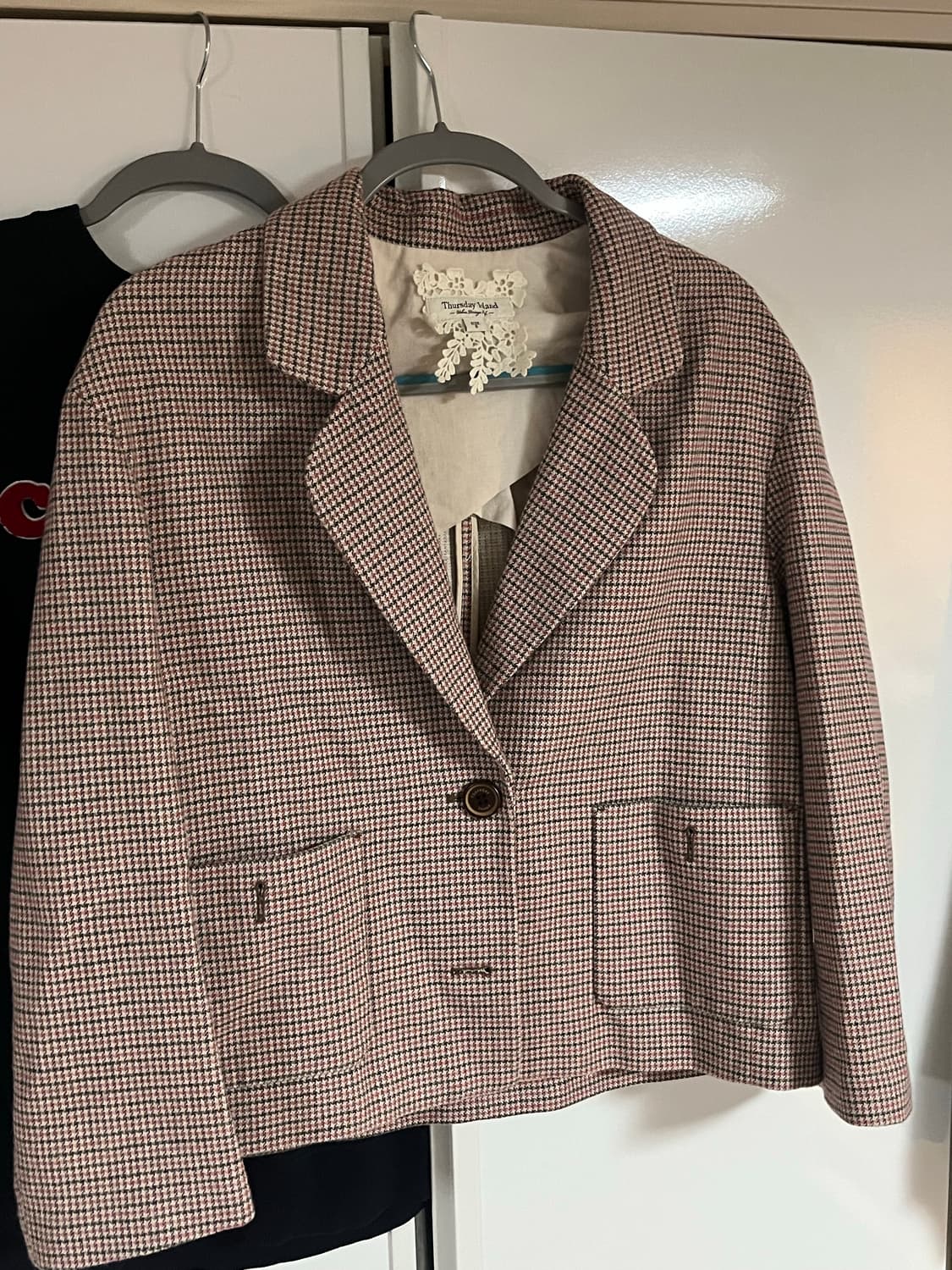 써스데이아일랜드 체크 크롭 자켓 S 상품이미지3