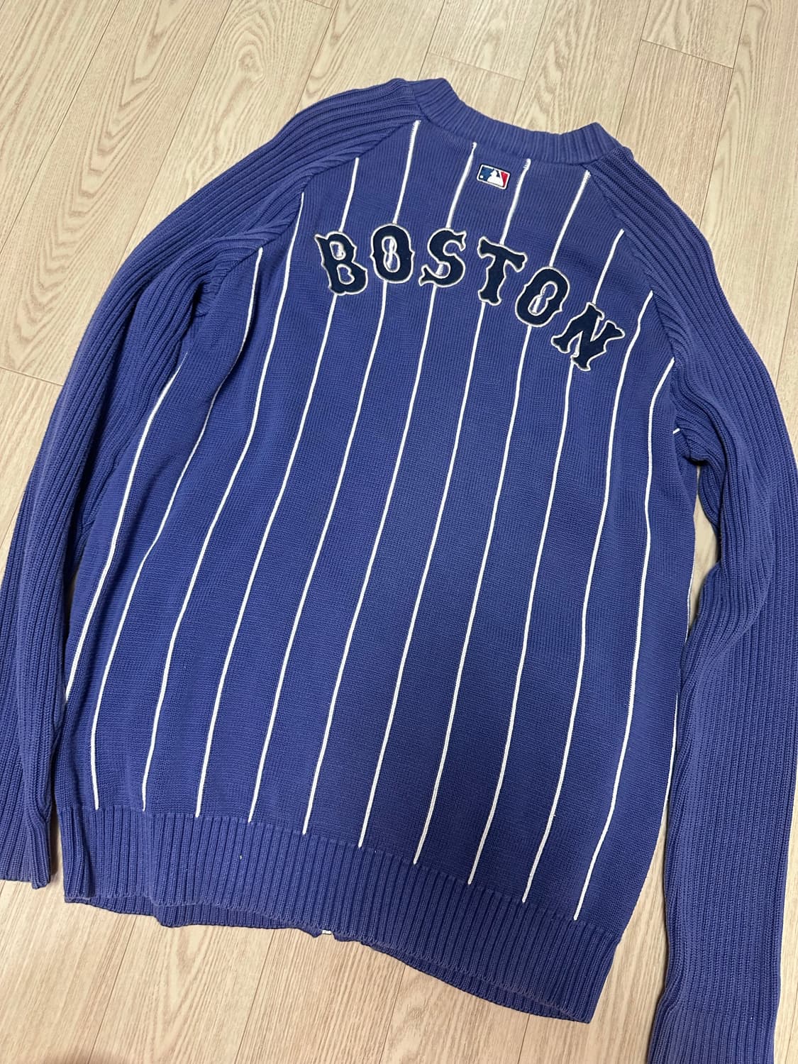 MLB 보스턴 스트라이프 니트 져지 집업 상품이미지4