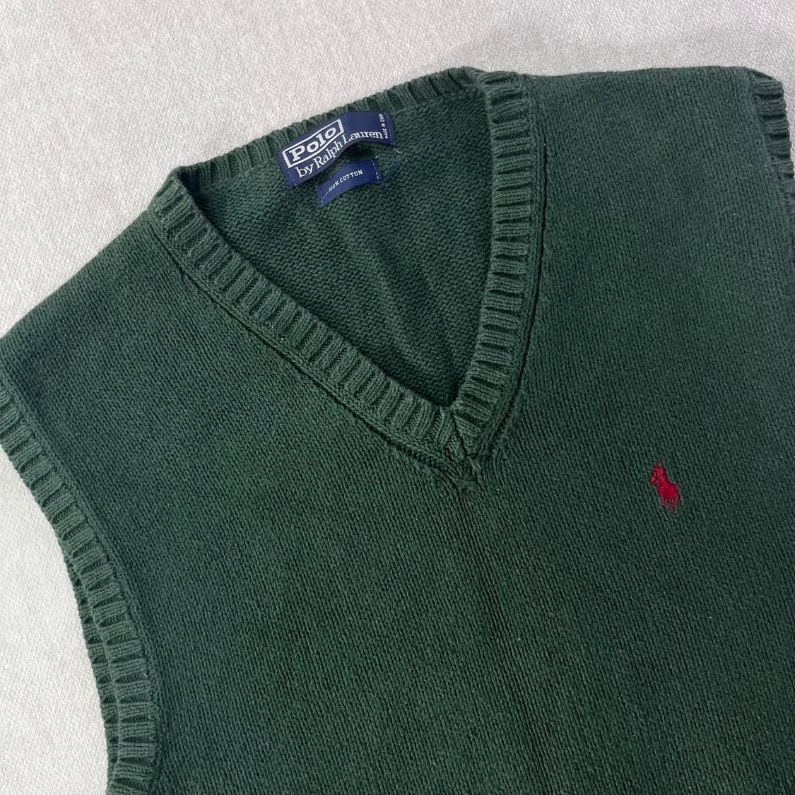100 폴로랄프로렌 스몰포니 코튼 조끼 그린 니트 상품이미지2