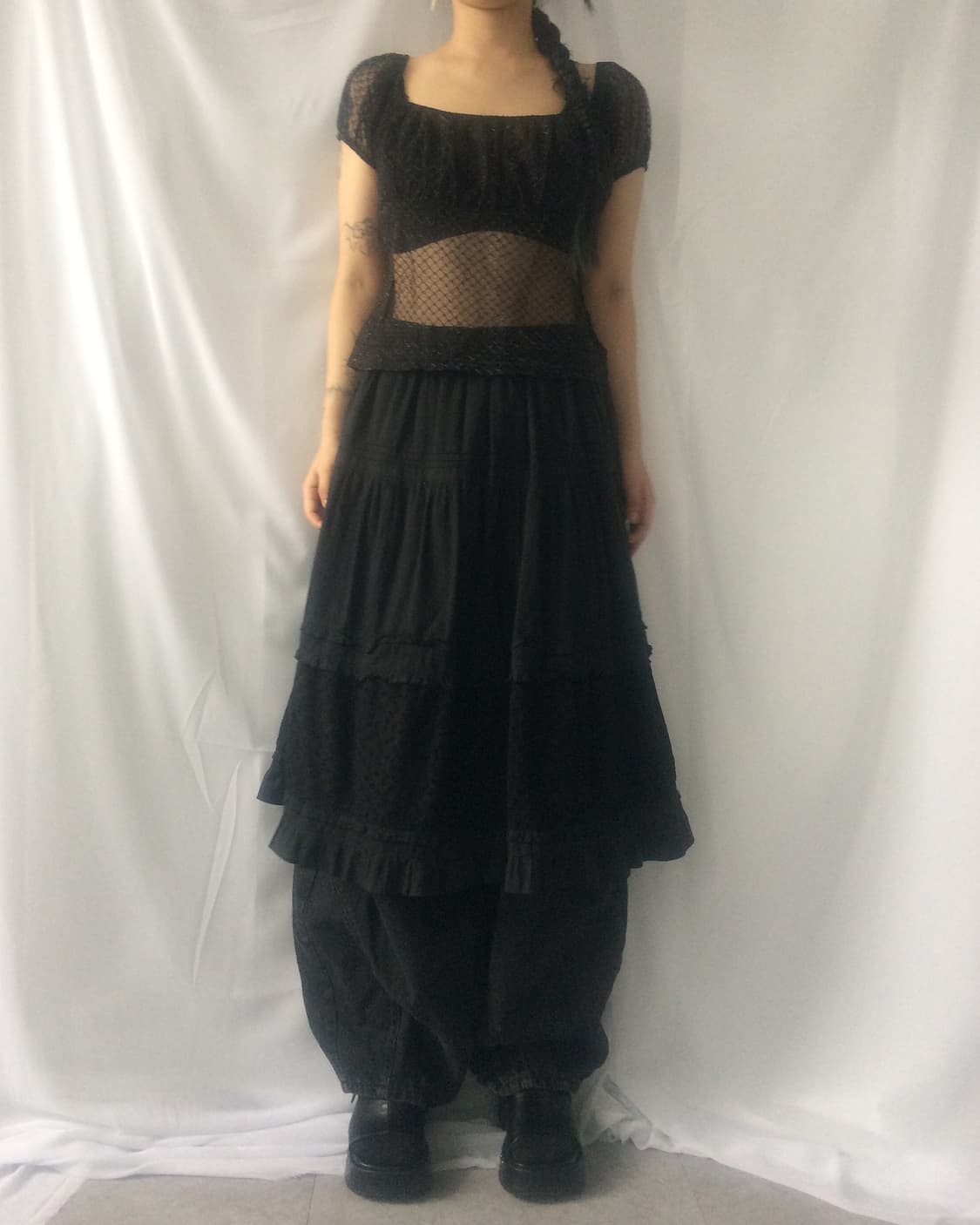Pattern glitter point see through blouse 상품이미지6