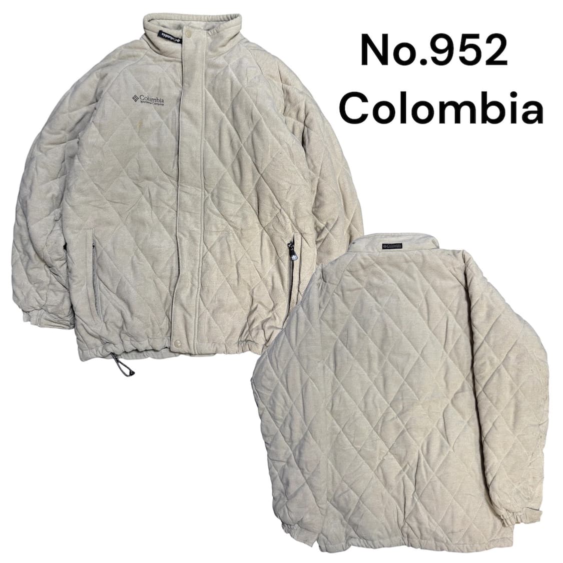 90s 콜롬비아 아이보리 대대장 퀼팅 코듀로이 누빔 점퍼 파카 상품이미지1