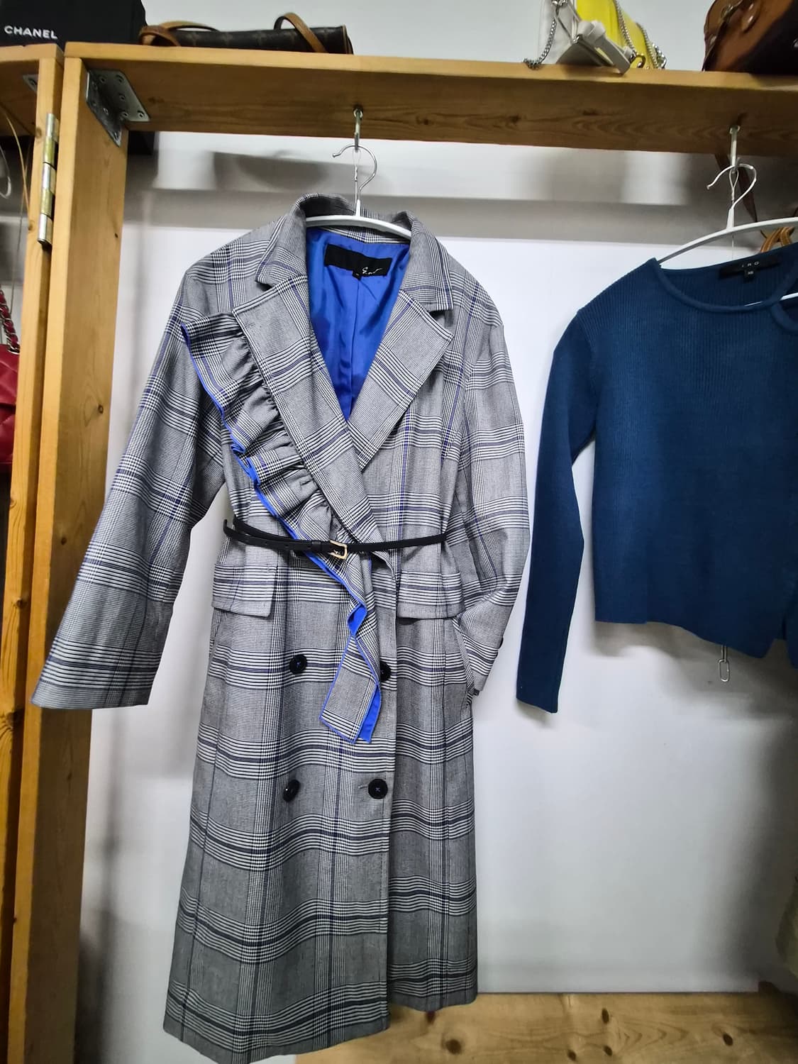 지컷 언발프릴 체크 트렌치 코트 상품이미지1