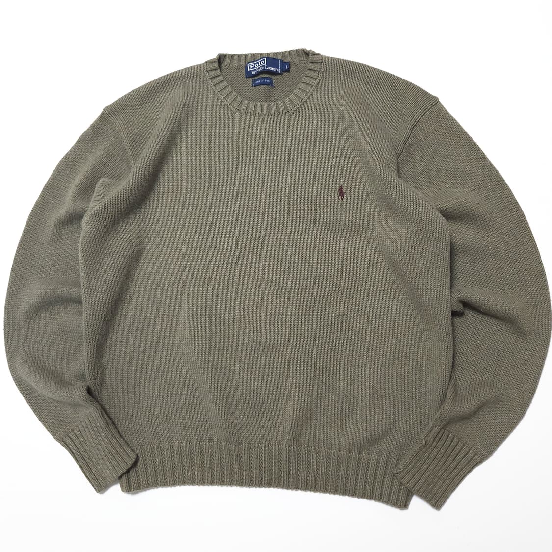 폴로 랄프로렌 00s 코튼 니트 스웨터 올리브 상품이미지2