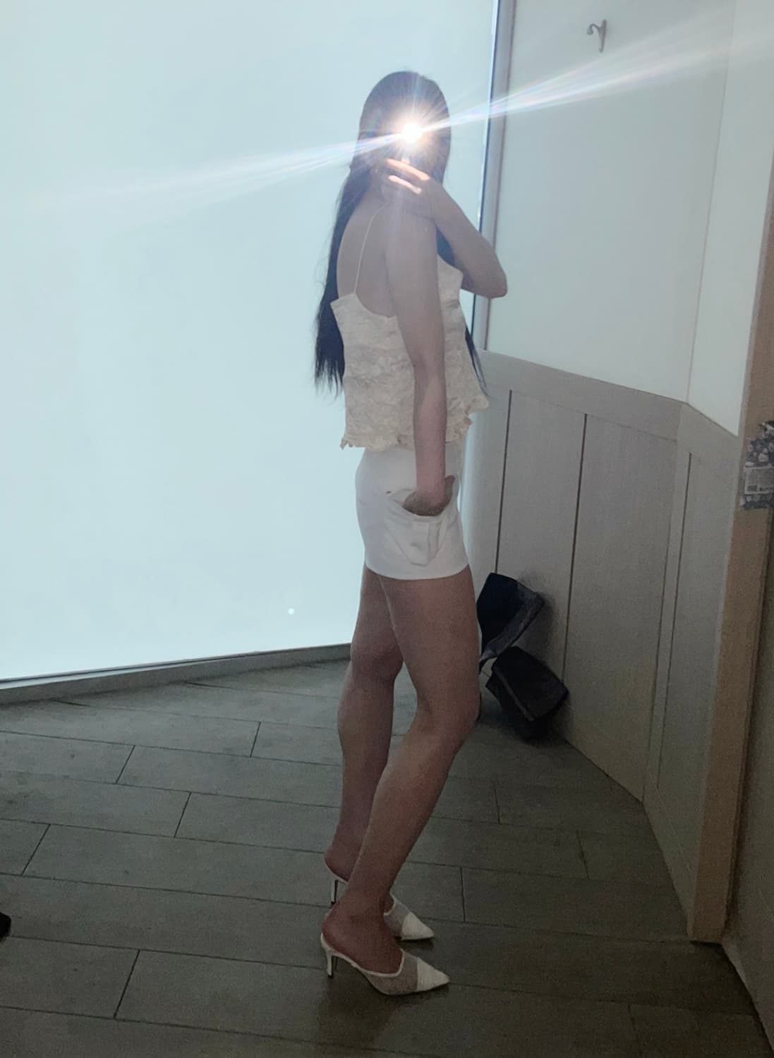 마이크로 숏 팬츠 화이트 블랙  상품이미지3