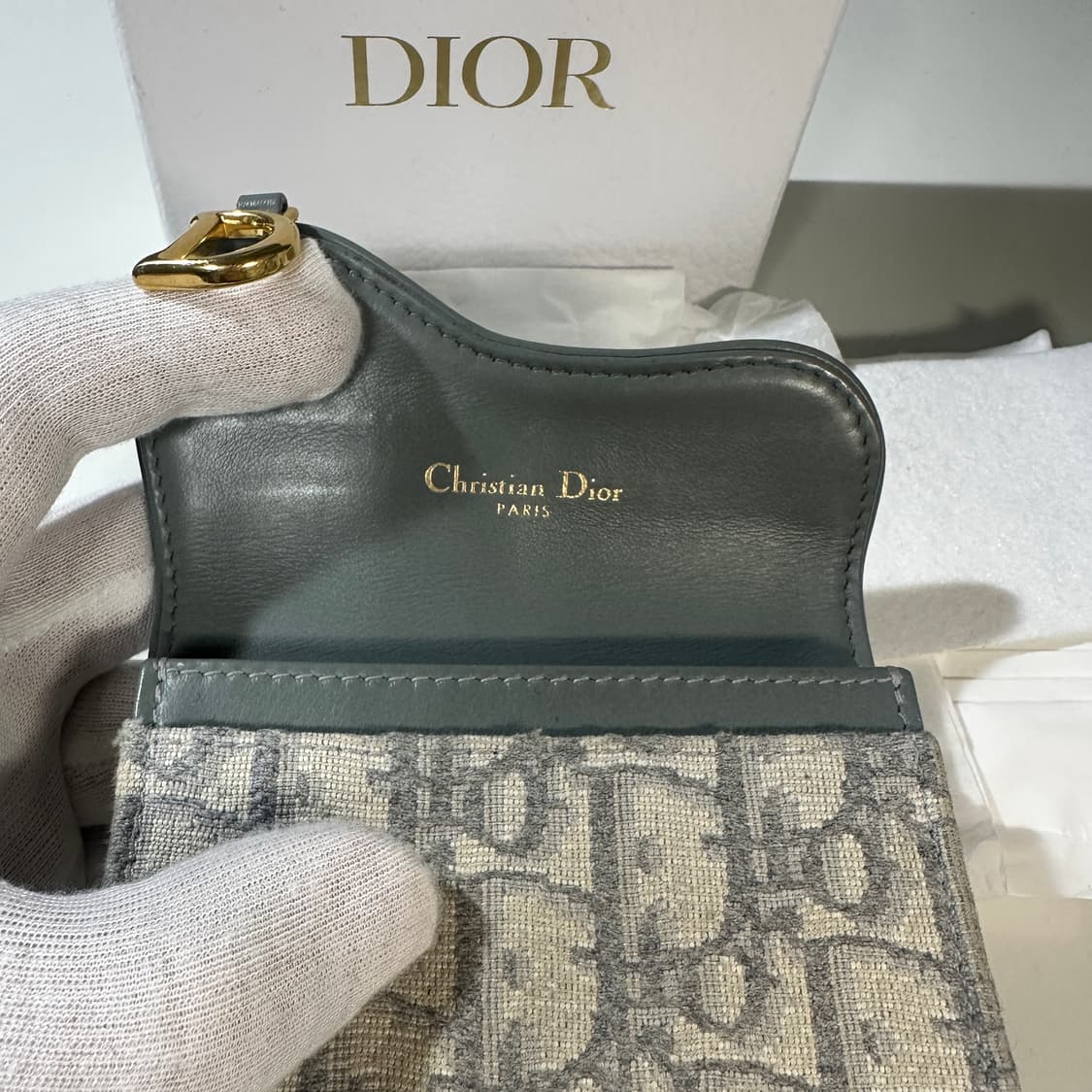 [A+]디올 오블리크 새들 카드지갑 그레이 상품이미지4