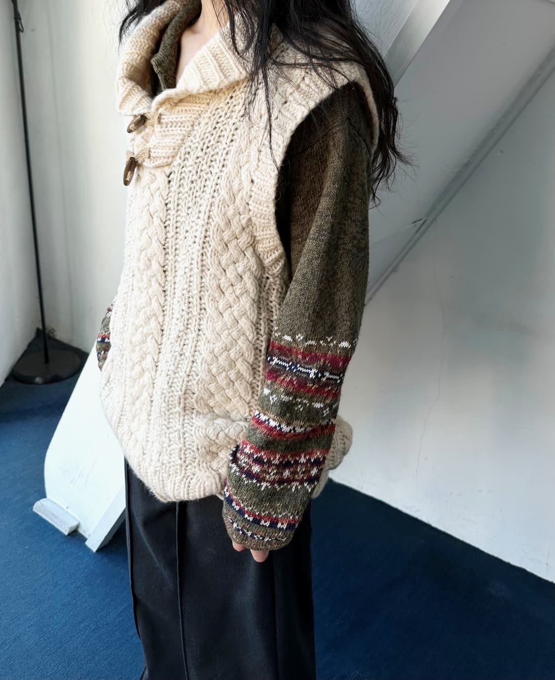 Low gauge loose woven knit vest 상품이미지8