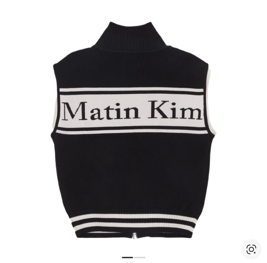 (L) 마뗑킴 스펠 포인트 스트라이프 니트 베스트 블랙 상품이미지1