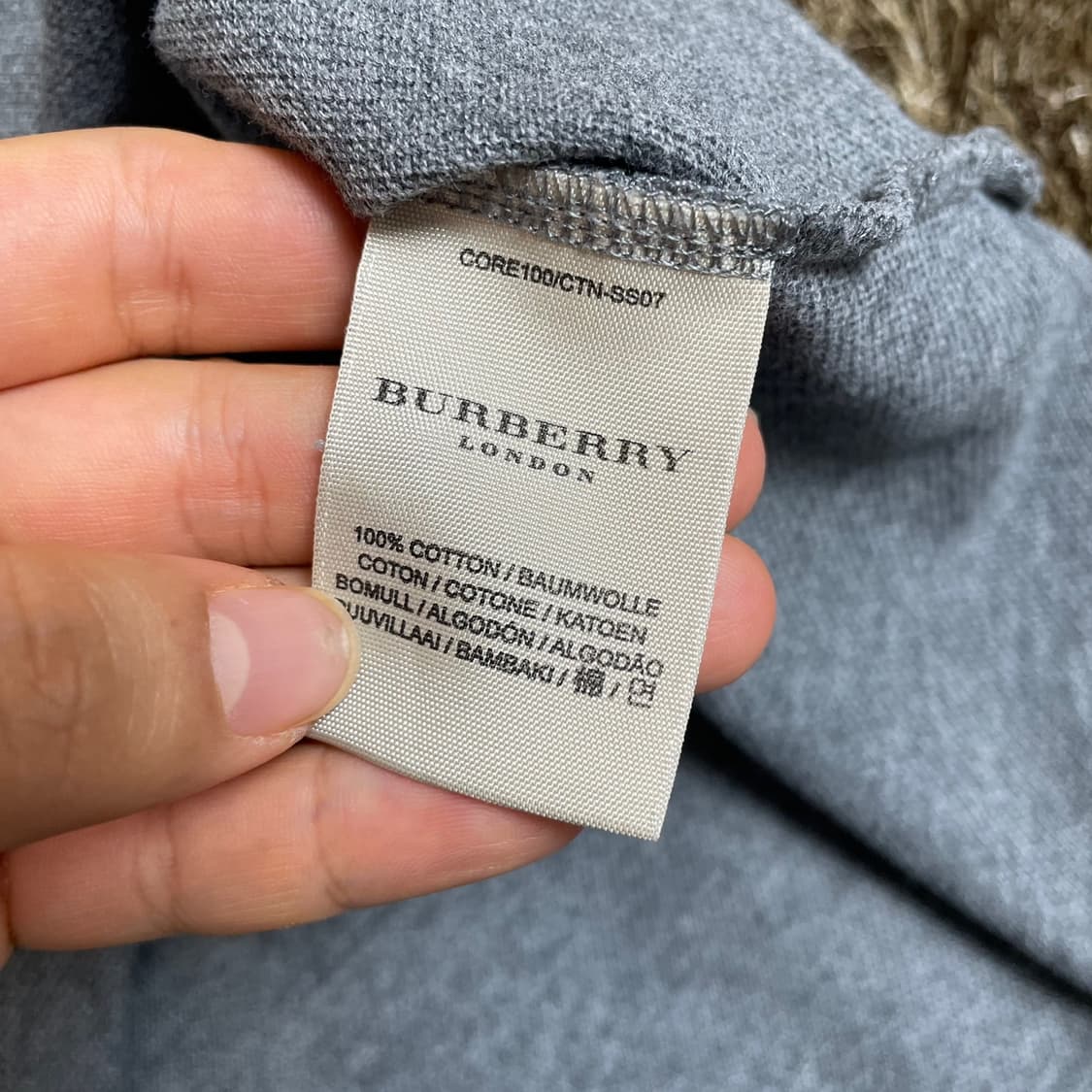 버버리 BURBERRY 그레이 반팔 카라티 M 상품이미지3