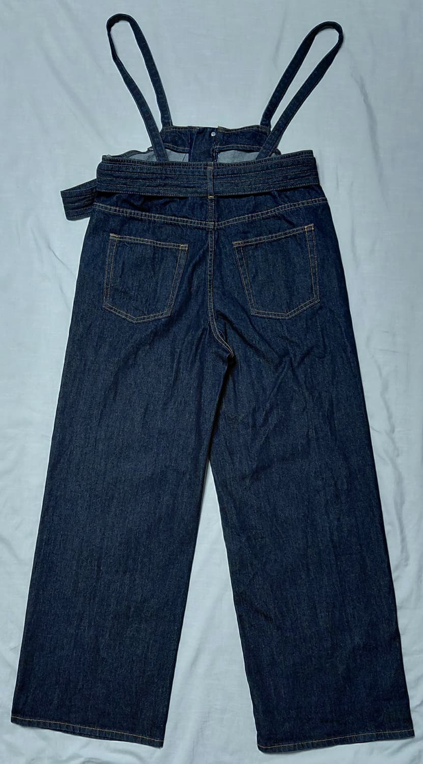 [M] 아즐 바이 마우지(AZUL) 리본 포인트 와이드 데님 오버롤 바지 상품이미지7