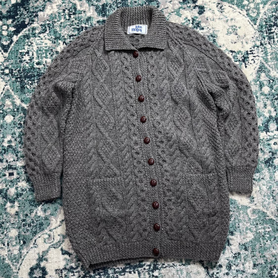 Jhon Molloy 존 몰리 케이블 울 니트 숄카라 가디건 상품이미지1