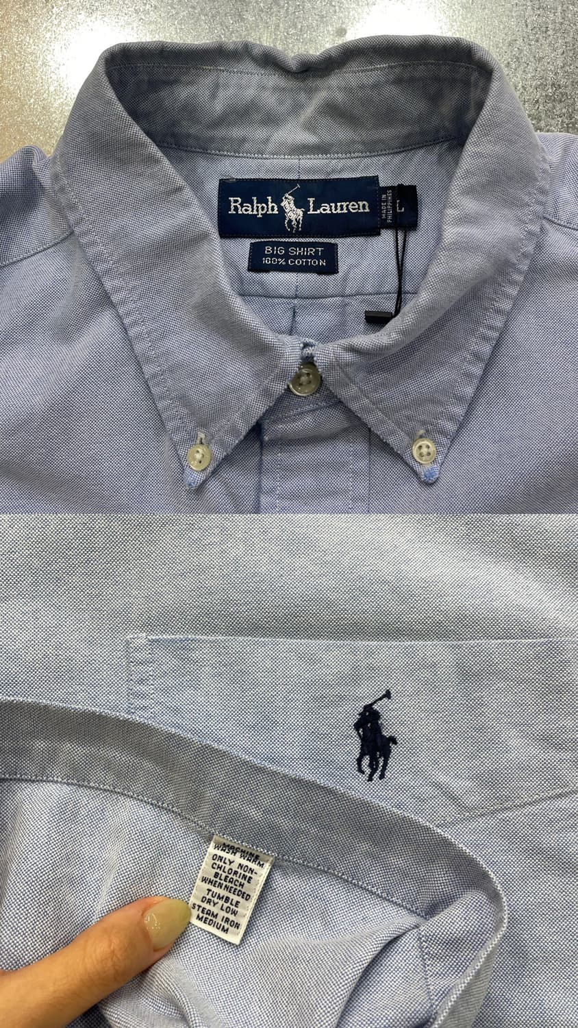 (L) 90s POLO 폴로 랄프로렌 솔리드 셔츠 빅셔츠 상품이미지10