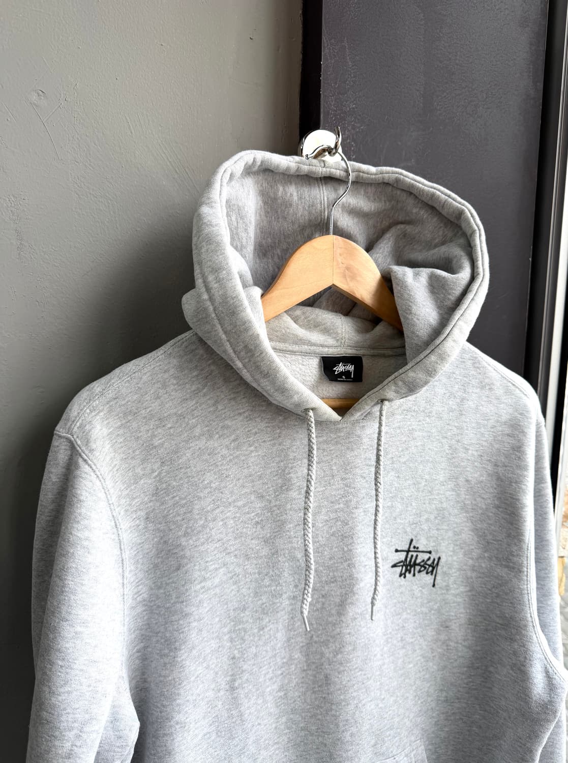 S/ 스투시 베이직 빅로고 기모 후드티 상품이미지4