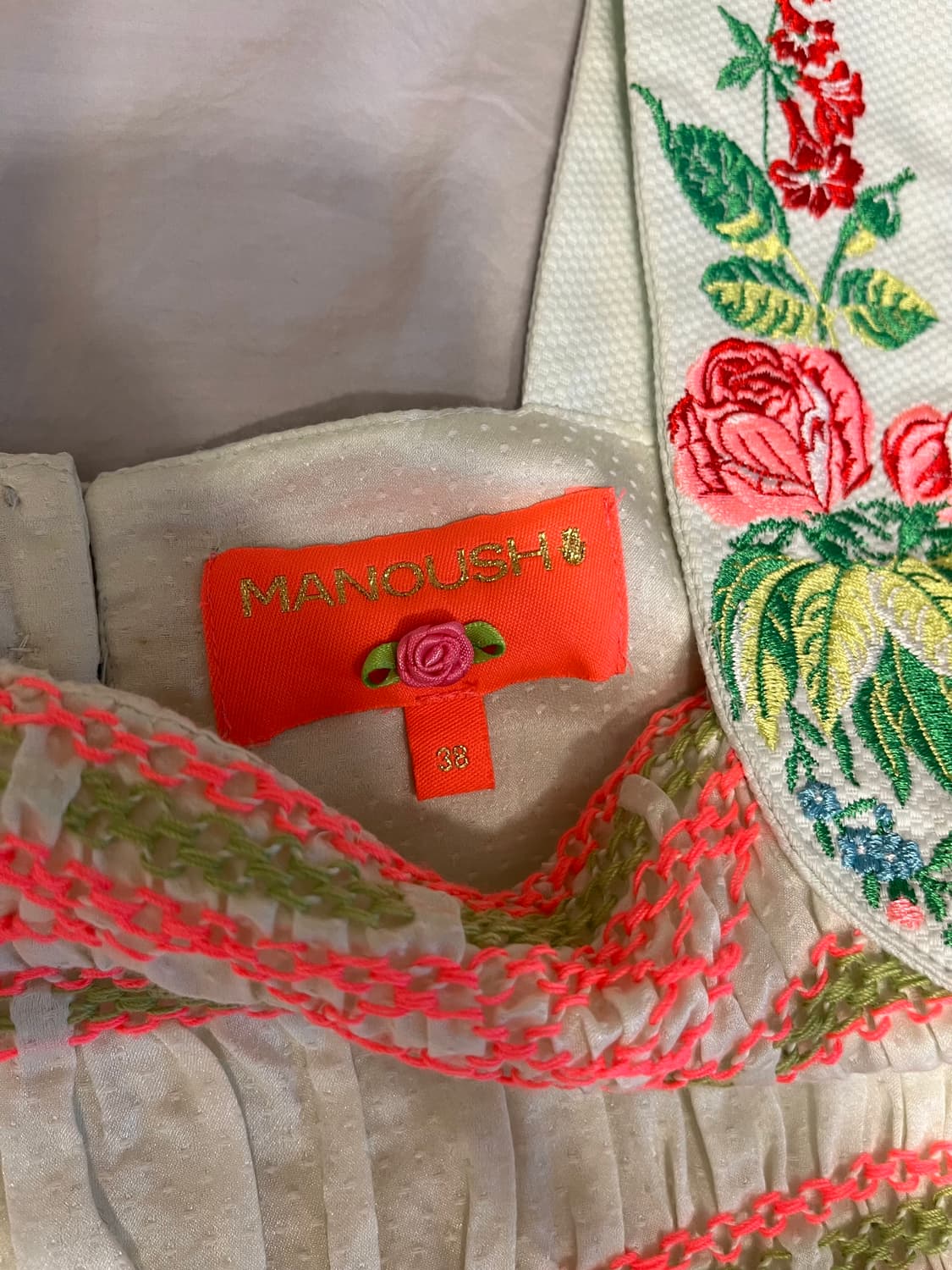 Manoush 마누슈 민트 로즈 가든 자수 프릴 원피스_38 사이즈 상품이미지3