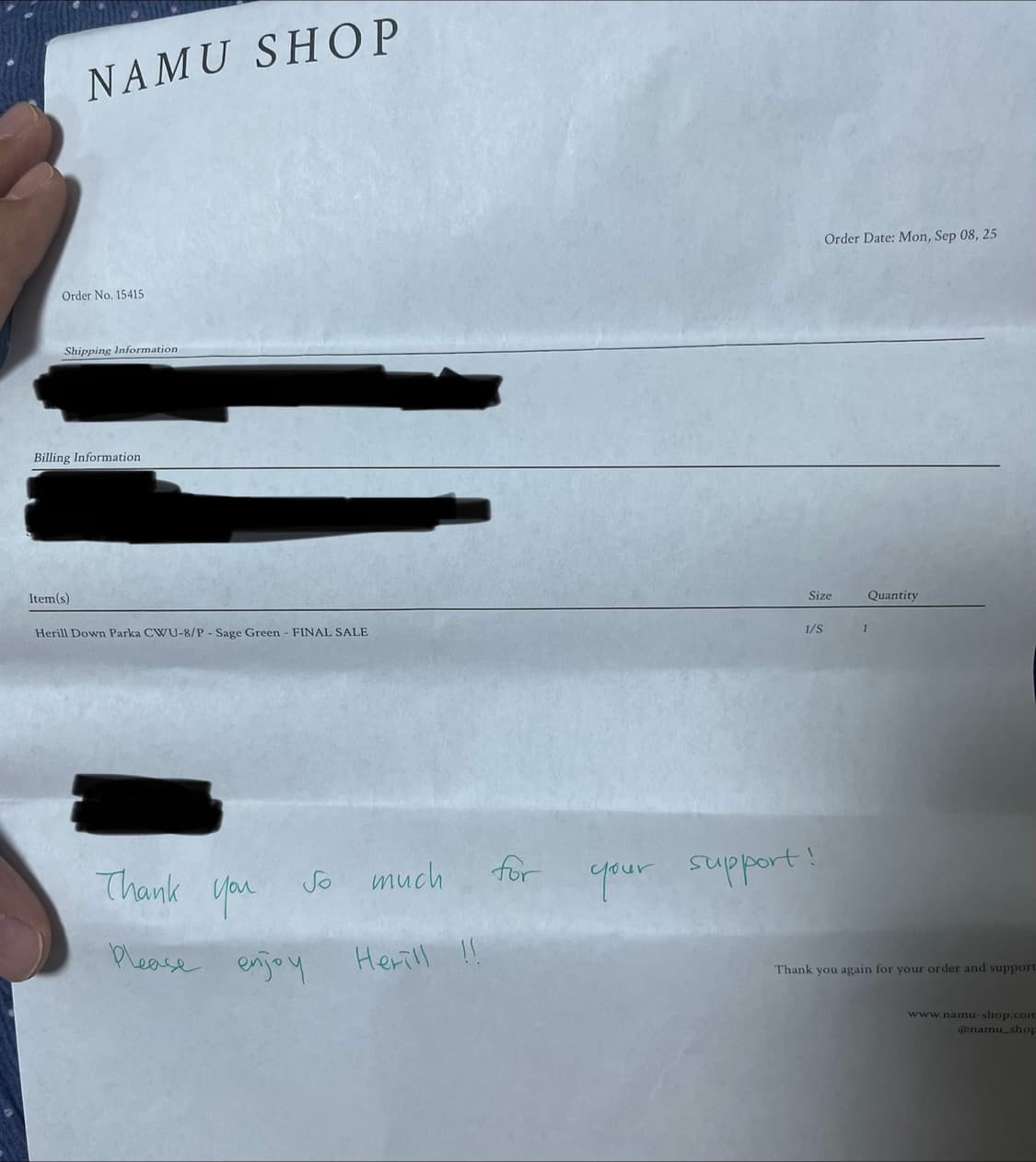 헤릴 24aw cwu-8p 파카 1사이즈 세이지그린 상품이미지4