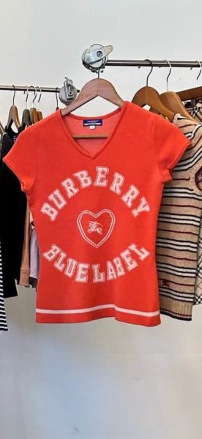 버버리 블루라벨 오렌지 반팔니트 희귀매물 y2k 하이틴 상품이미지1