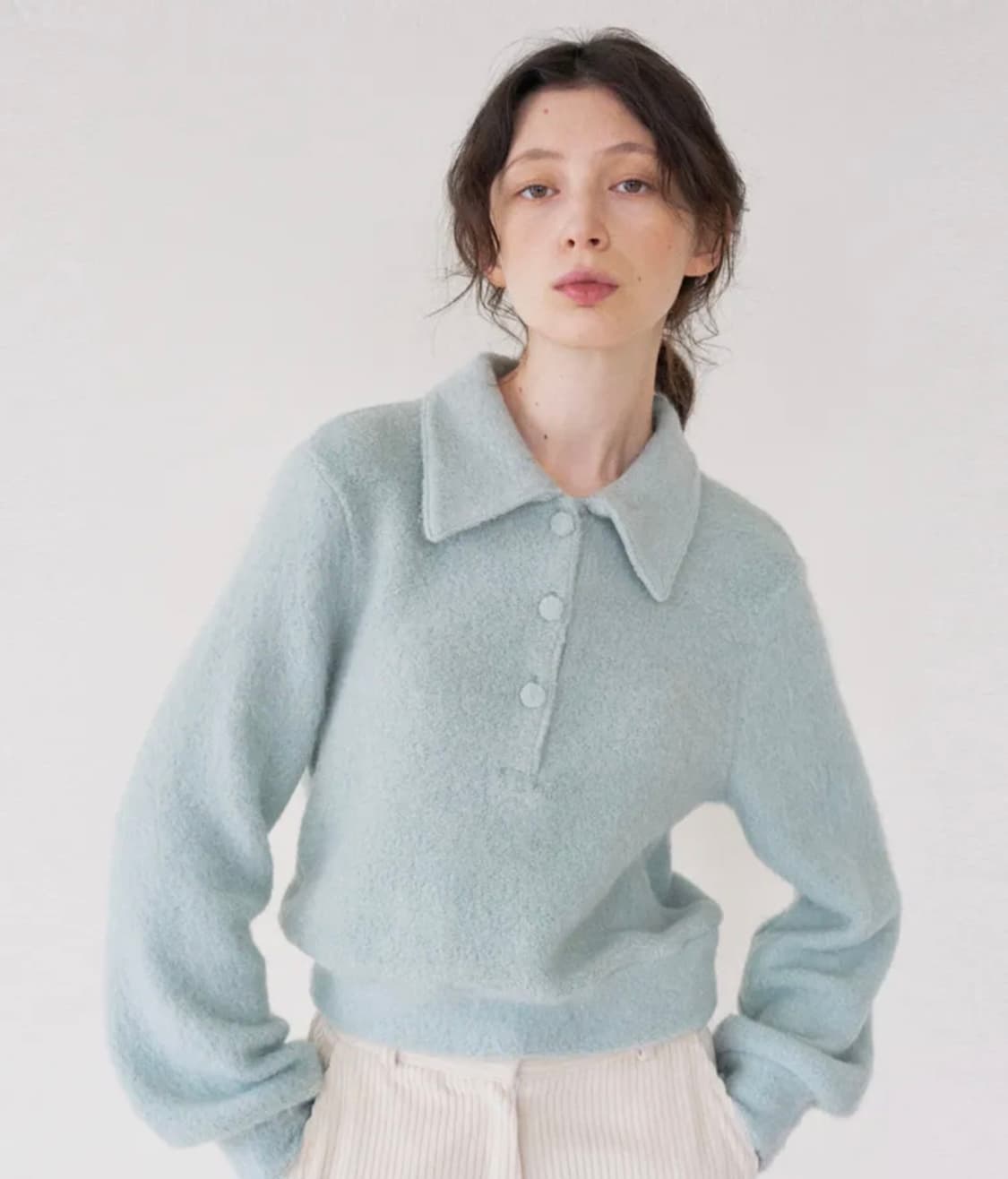 [라티젠] 민트색 뽀글이 카라 니트 판매합니다 상품이미지3