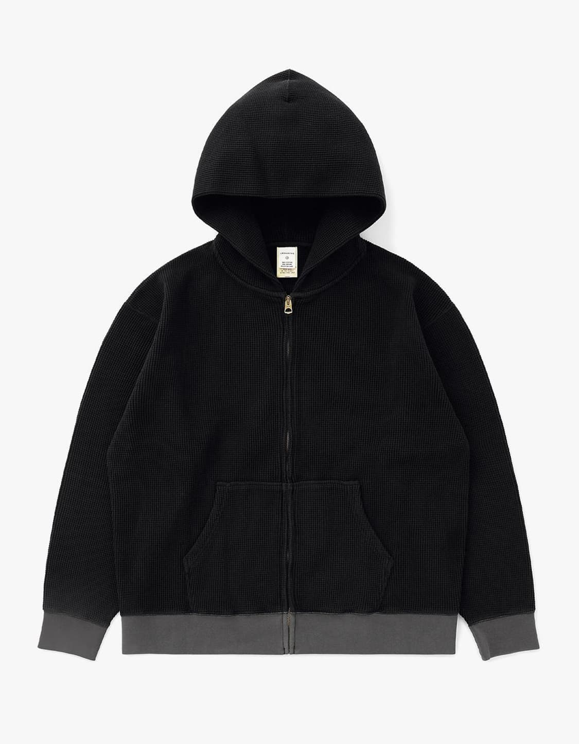 [카키스] Waffle Full Zip Hoodie - 블랙 상품이미지1