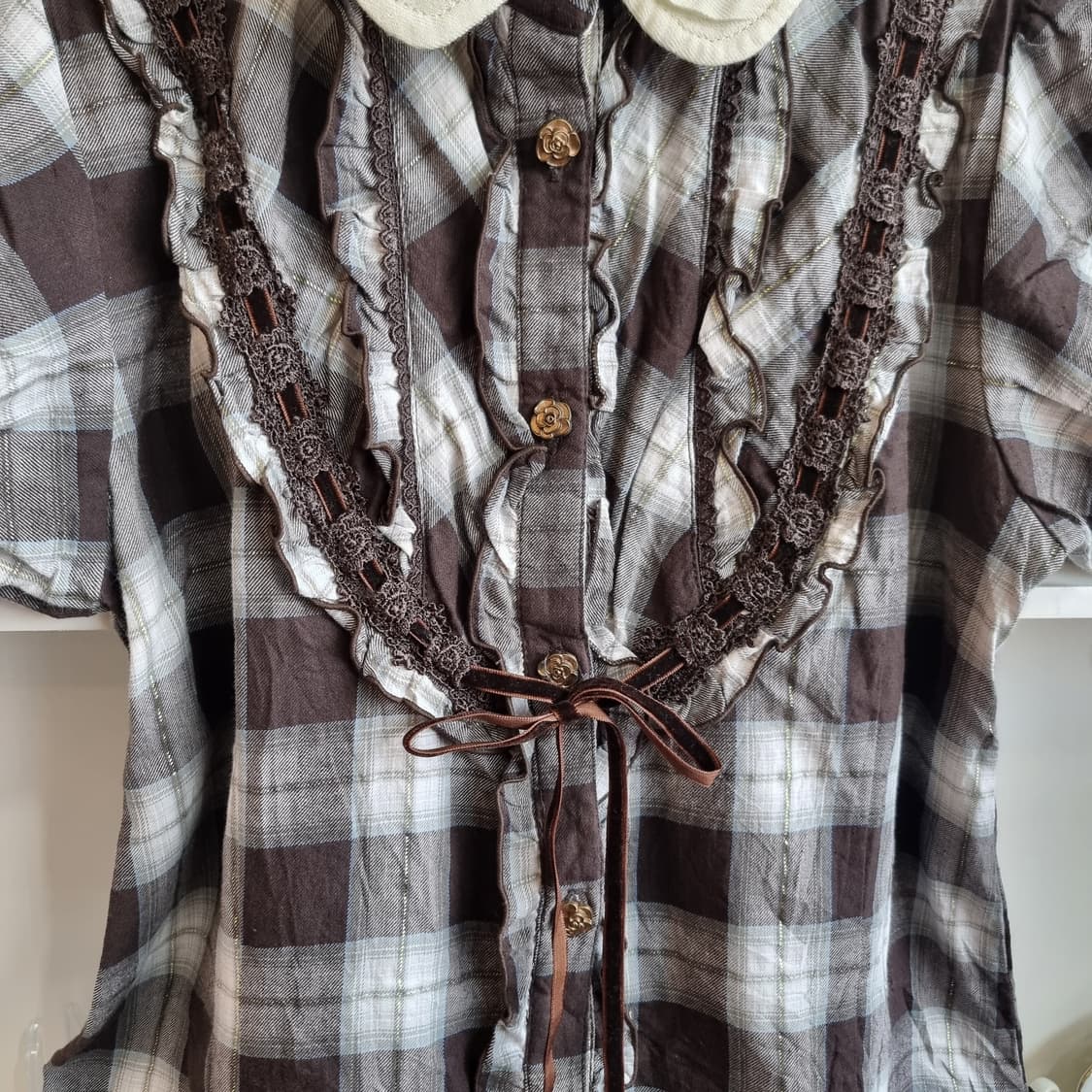 axes femme 악세즈 팜므 초코 체크 레이스 원피스 상품이미지2