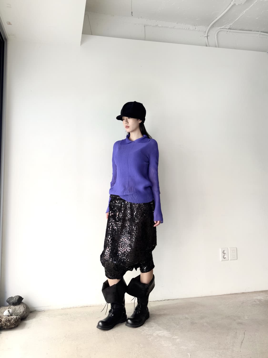 Textured pk pleats top / purple 상품이미지7