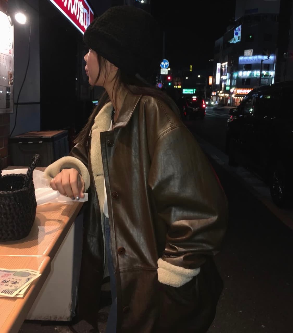 바이무드 하프레더 무스탕 브라운 구버전 상품이미지1