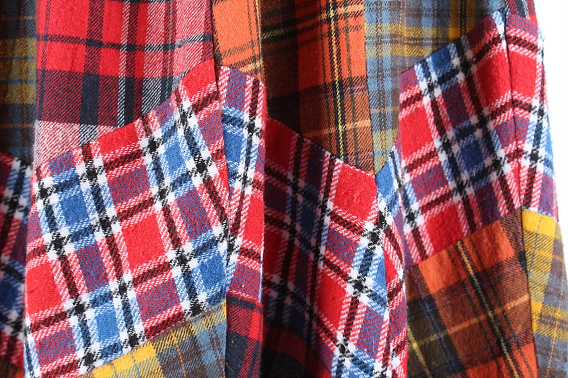 티티카카 플란넬 지그재그 체크패턴 패치워크 언발 A라인 플레어 롱밴딩치마 상품이미지4