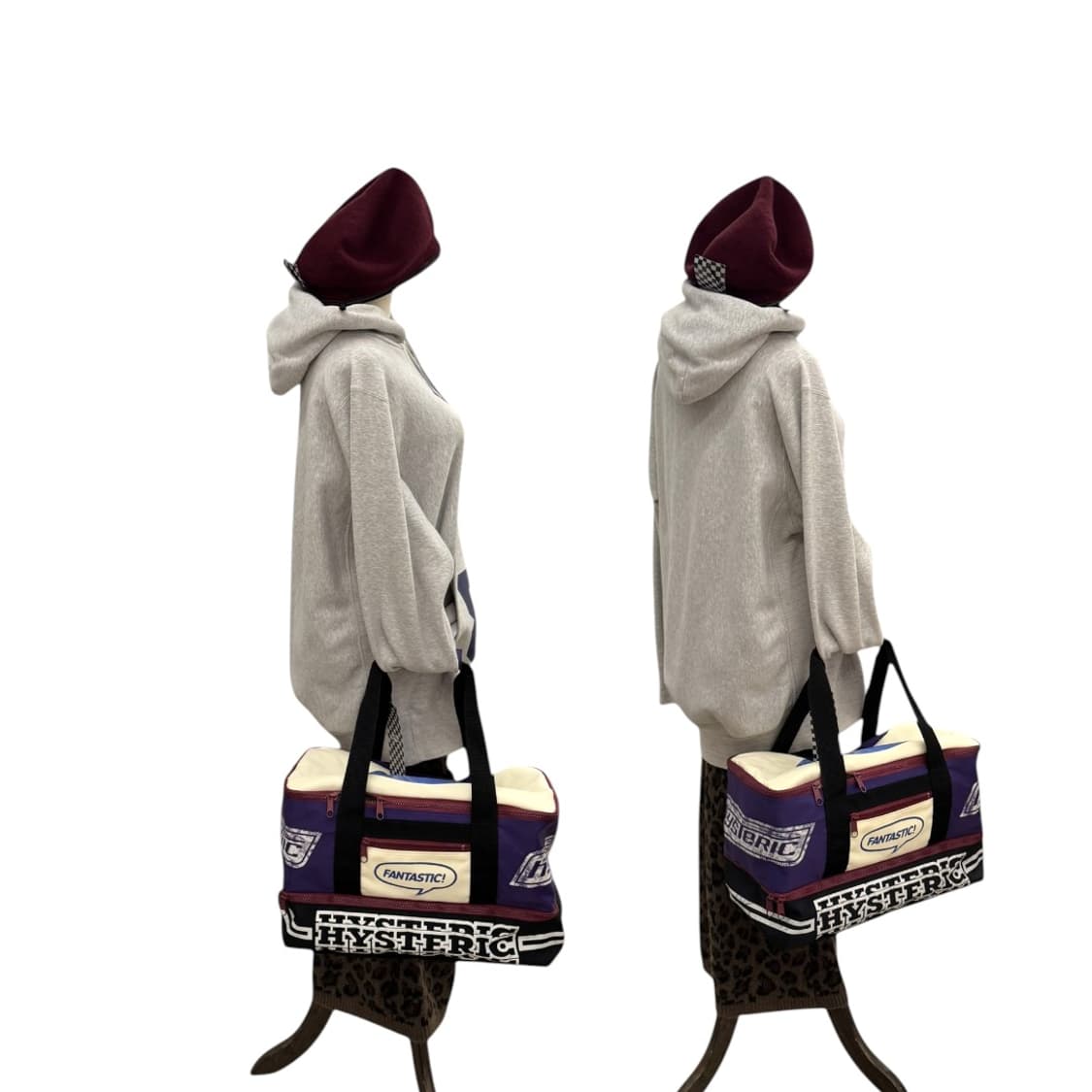 히스테릭글래머 컬러 블록 피크닉 보스턴백 퍼플/블랙 상품이미지10